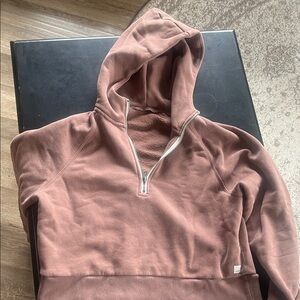 Vuori Women's Half-Zip Hoodie in Brown
